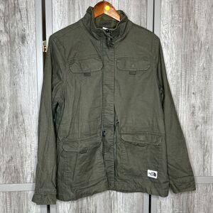 North Face Urban Utility Cargo Shacket Green Flannel Lined Barn Jacket Size L